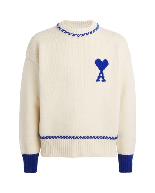 AMI White Wool-Blend Ami De Coeur Sweater for men