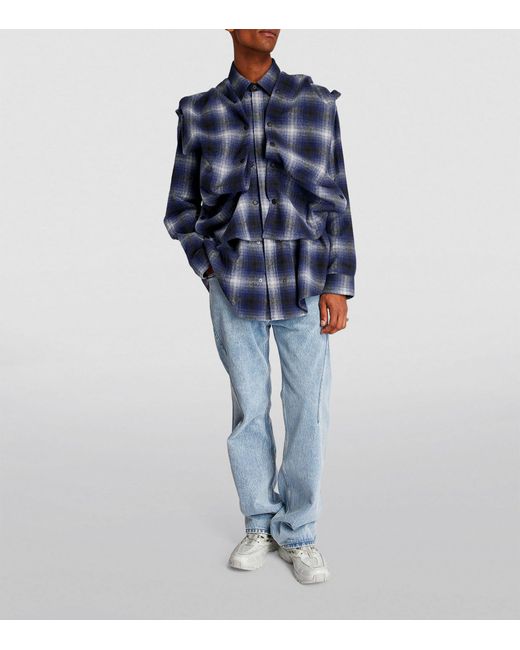 Y. Project Blue Snap-off Check Shirt for men