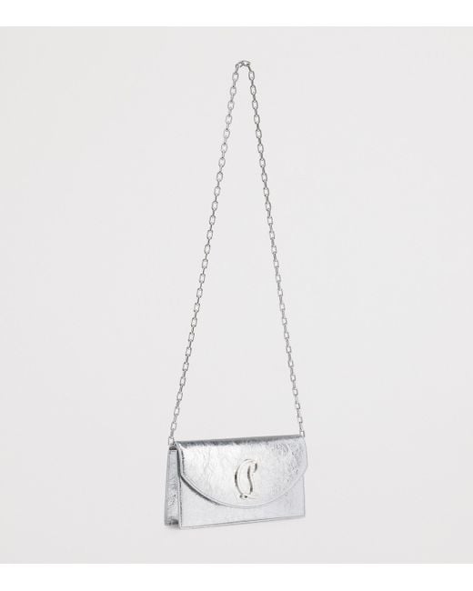 Christian Louboutin Gray Loubi54 Metallic Leather Clutch Bag