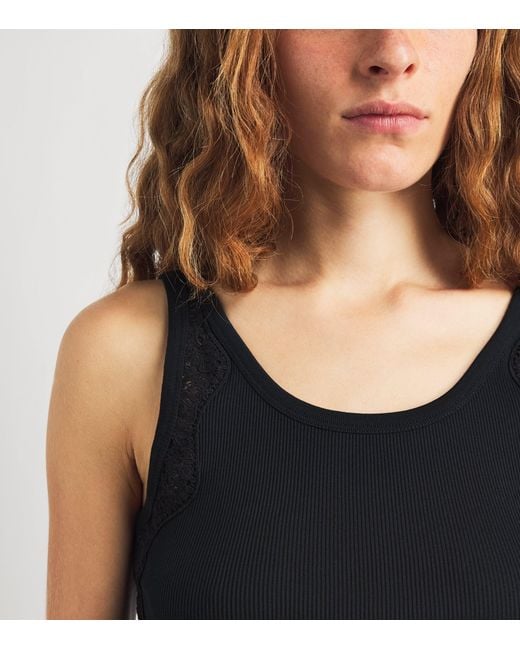 Sandro Black Lace-Detail Tank Top