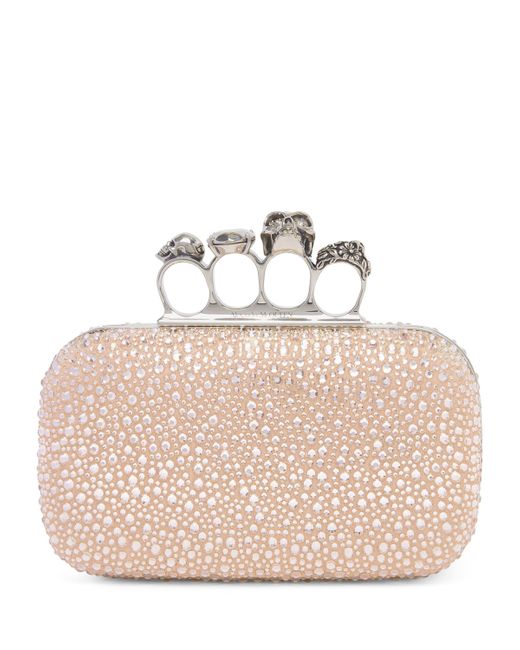 Alexander McQueen Metallic Crystal Skull Four-Ring Clutch Bag