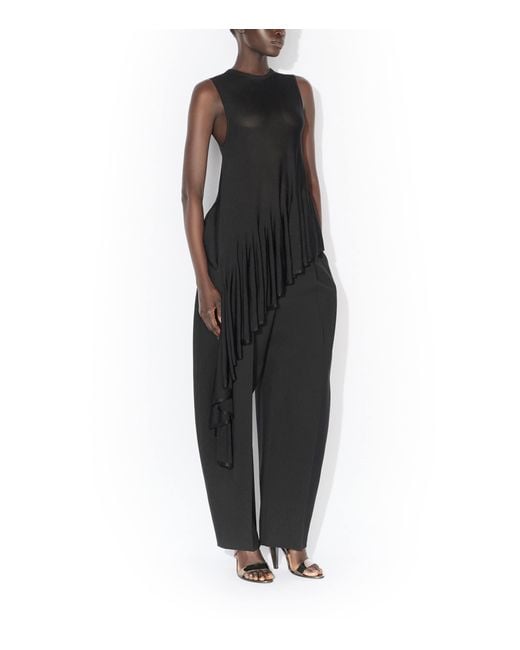Alaïa Black Asymmetric Godet Tank Top
