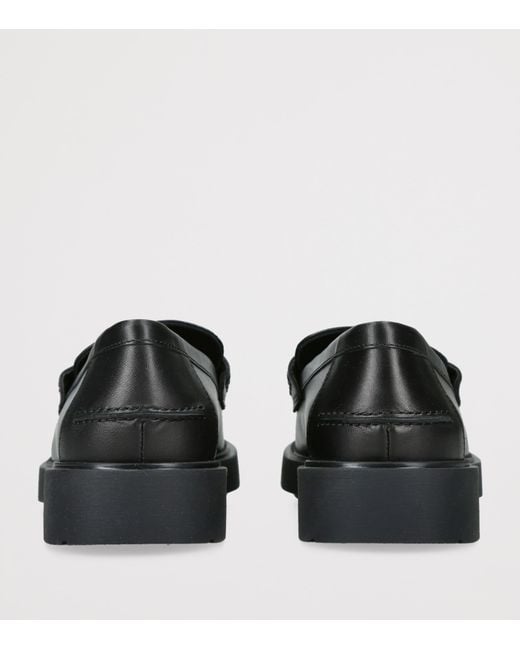 Giorgio Armani Black Leather Logo Loafers for men