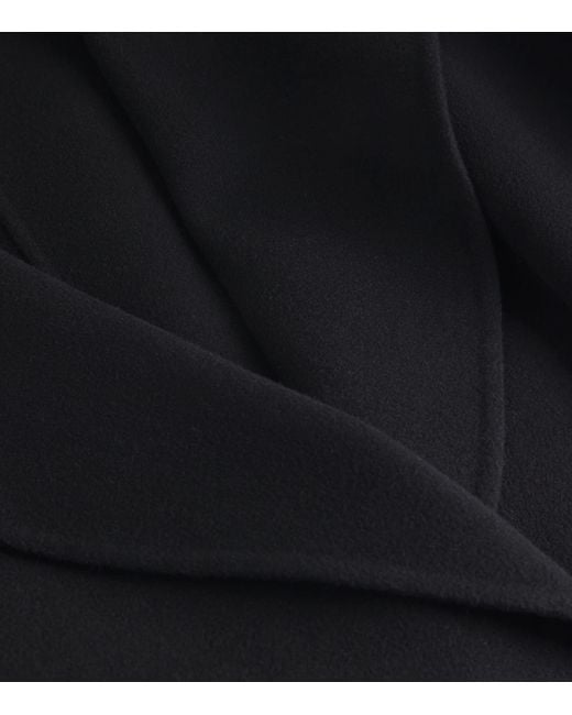 Max Mara Black Virgin Wool Wrap Coat