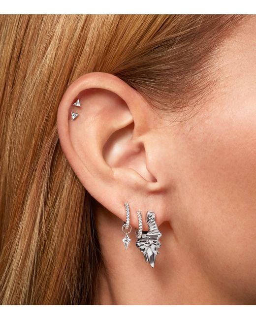 Maria Tash White Invisible Set Triangle Diamond Threaded Stud Earring