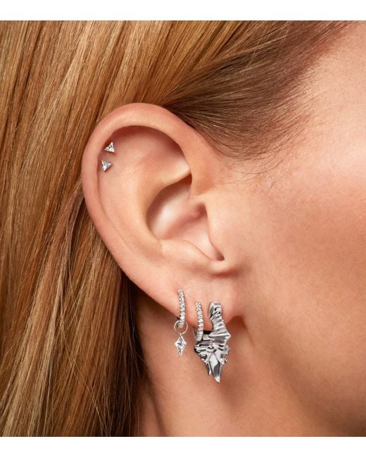 Maria Tash White Invisible Set Triangle Diamond Threaded Stud Earring
