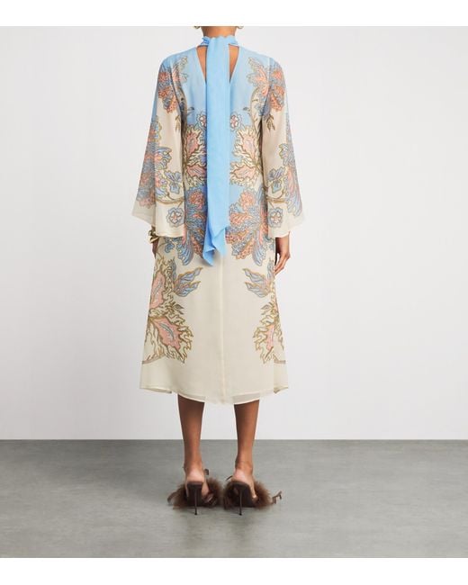 LaDoubleJ Blue Silk Magnifico Midi Dress