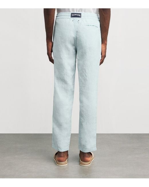 Vilebrequin Blue Linen Drawstring Parc Trousers for men
