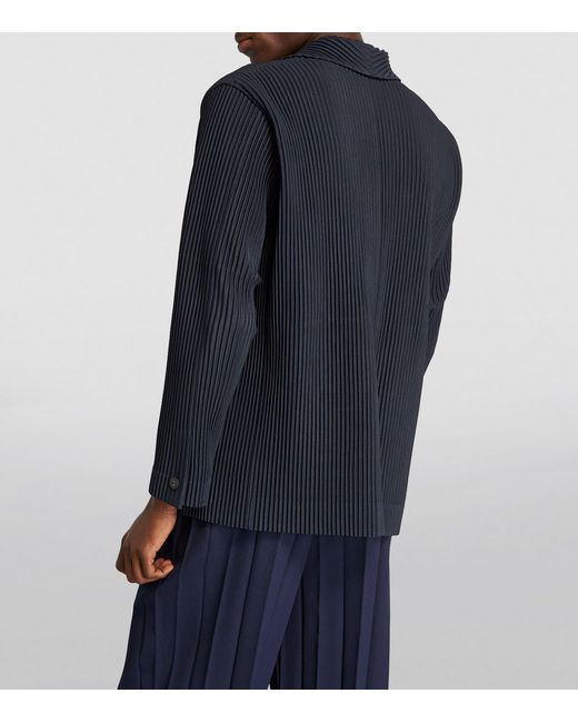 Homme Plissé Issey Miyake Blue Pleated Basics Blazer for men