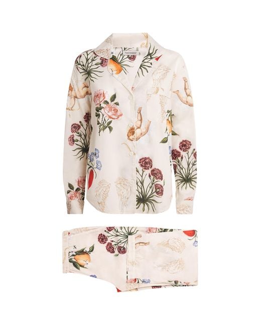Desmond & Dempsey White Cotton Primavera Pyjama Set