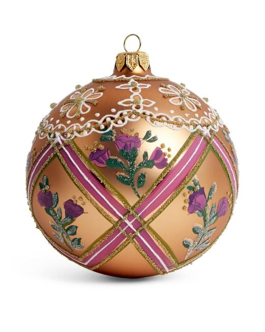 Harrods Pink Glitter-Embellished Floral Bauble