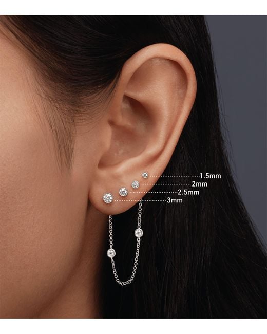 Maria Tash Metallic Scalloped Set Diamond Threaded Single Stud Earring