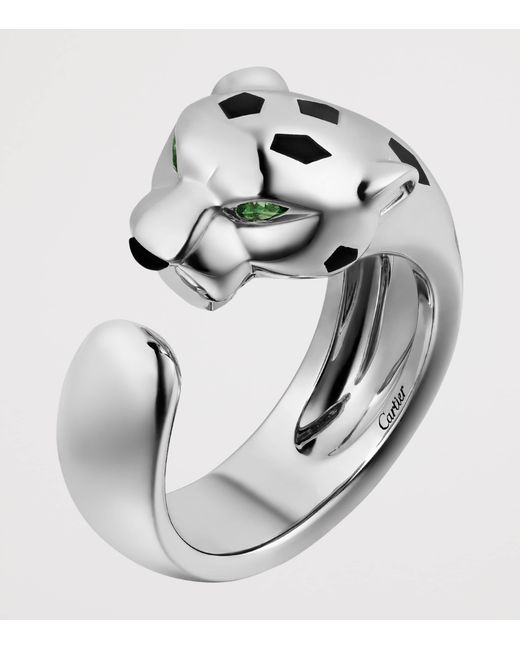 Cartier Metallic Medium, Tsavorite Garnet And Onyx Panthère De Ring
