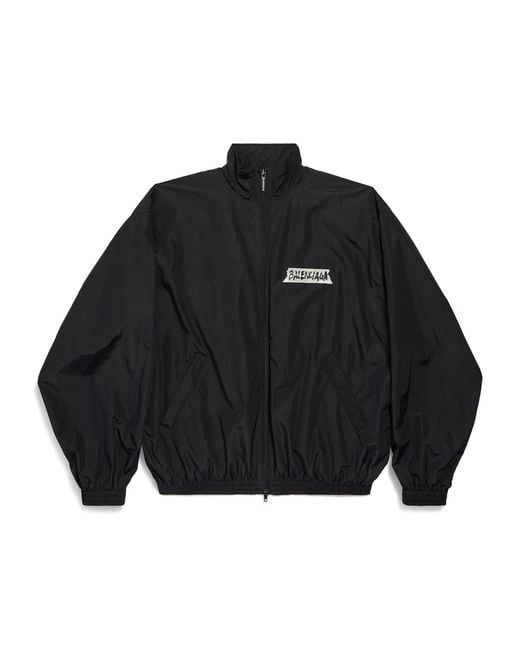 Balenciaga Blue Techno Cotton Masking Tape Logo Track Jacket for men