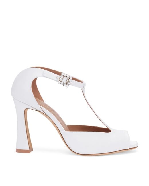 Malone Souliers White Satin Nomi Sandals 90