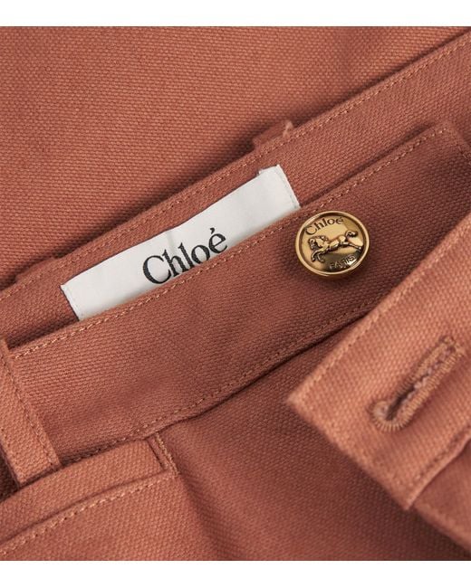 Chloé Brown Cotton Canvas Flared Trousers
