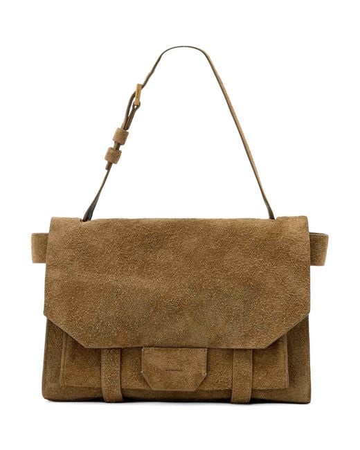 AllSaints Brown Suede Ursa Shoulder Bag