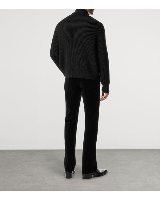 Tom Ford Black Double-Breasted Cardigan With Ribbed Texture for men
