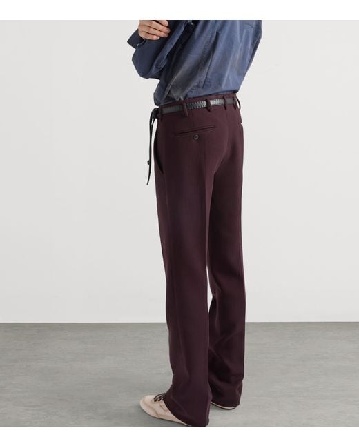 Prada Purple Wool Straight-Leg Trousers for men