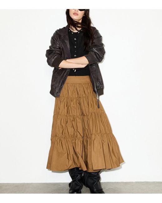 MAX&Co. Natural Taffeta Tiered Corolla Skirt