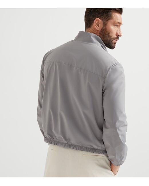 Brunello Cucinelli Gray Silk-Cotton-Nylon Reversible Jacket for men