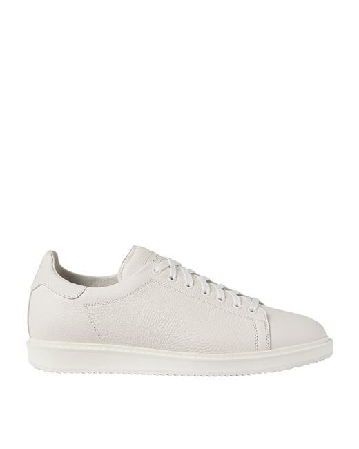 Brunello Cucinelli White Leather Lace-Up Sneakers for men