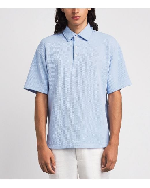 Polo Ralph Lauren Blue Piqué Textured Polo Shirt for men