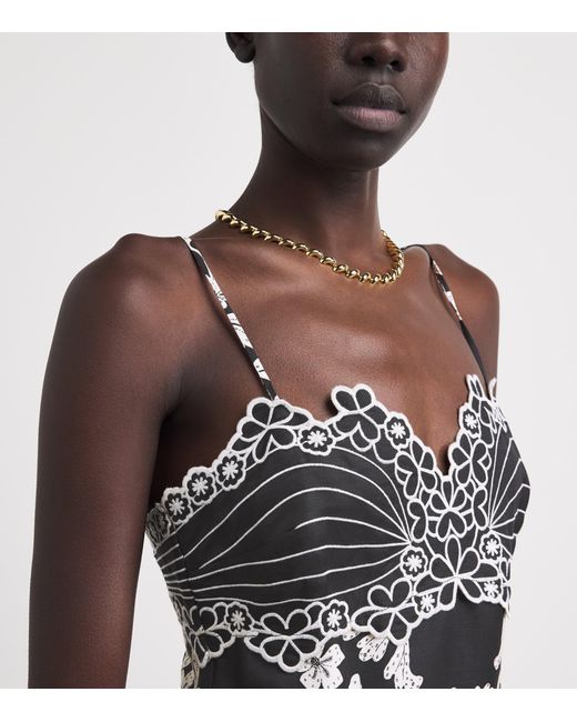 Claudie Pierlot Black Embroidered Floral Midi Dress