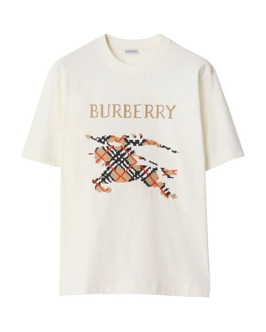 Burberry White Cotton Ekd T-Shirt for men