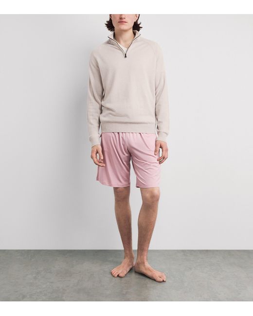 Derek Rose White Cashmere Finley Quarter-Zip Sweater for men