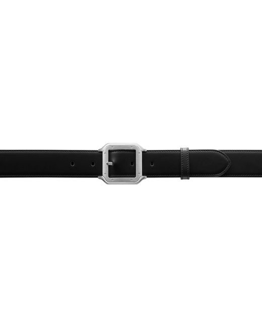 Cartier Black Leather Santos De Reversible Belt