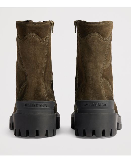 Balenciaga Brown Suede Combat Strike Boots for men