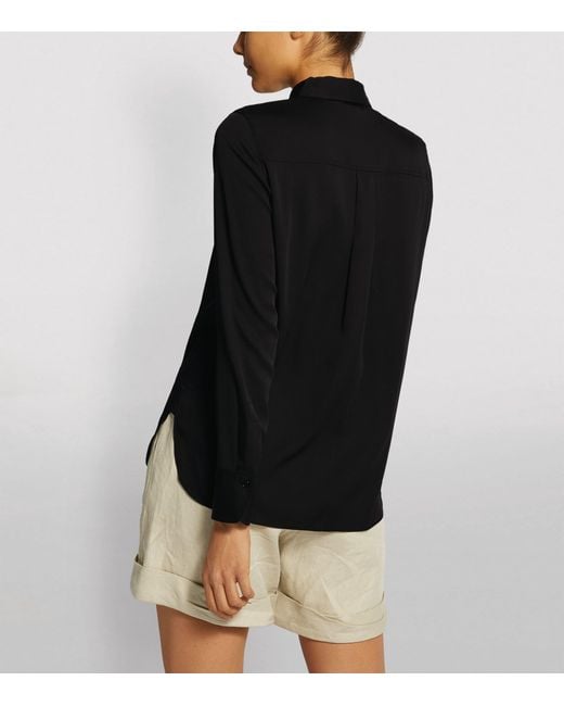 Vince Black Silk-Blend Slim-Fit Blouse