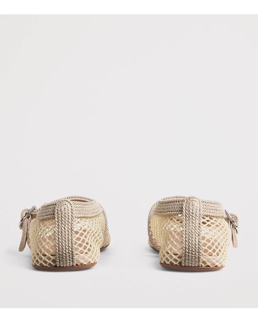 Alaïa Natural Mesh Embroidered Ballet Flats