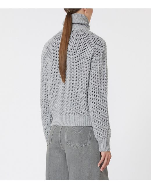 Max Mara Gray Wool-Blend Half-Zip Sweater