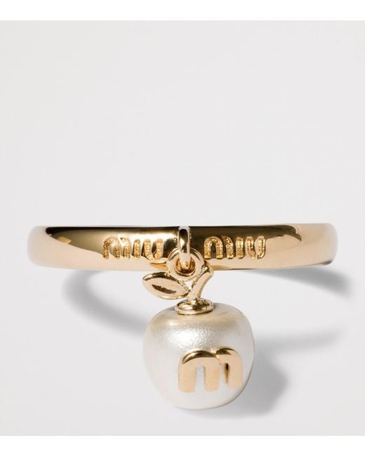 Miu Miu Metallic Pearlised Apple Pendant Ring