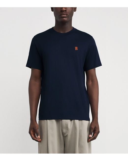 Sandro Blue Cotton Logo-Patch T-Shirt for men