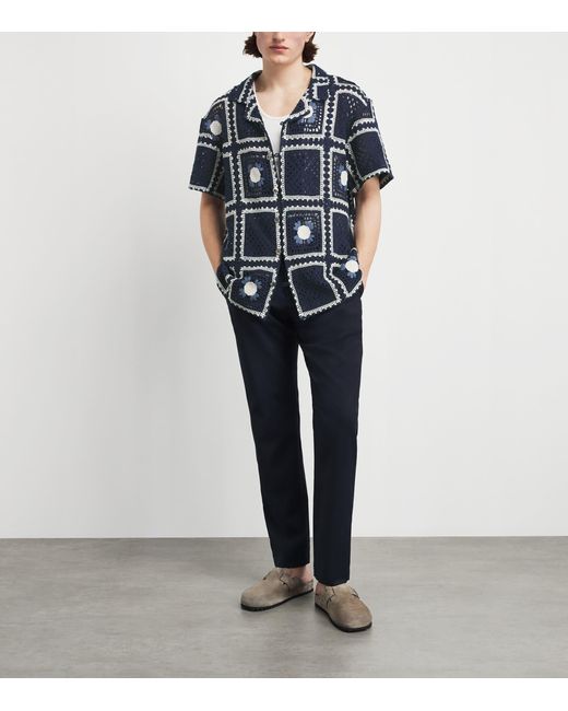 CHE Blue Crocheted Tejer Shirt for men