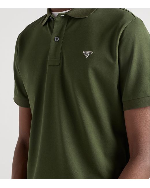 Prada Green Cotton Piqué Polo Shirt for men