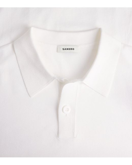 Sandro White Knitted Polo Shirt for men