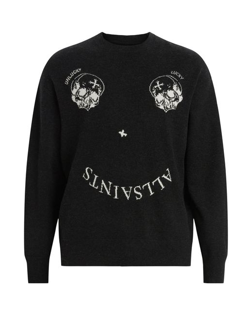 AllSaints Black Wool-blend Smile Sweater for men