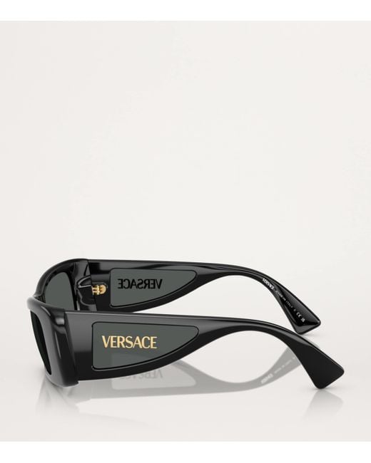 Versace Black Acetate Rectangular Sunglasses