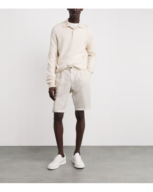 Paul & Shark White Cotton-Linen Bermuda Shorts for men