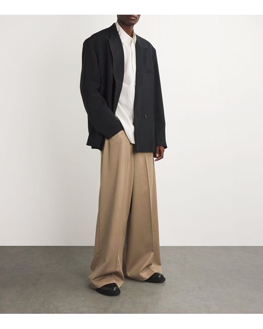 Hed Mayner Natural Wool Wide-leg Trousers for men
