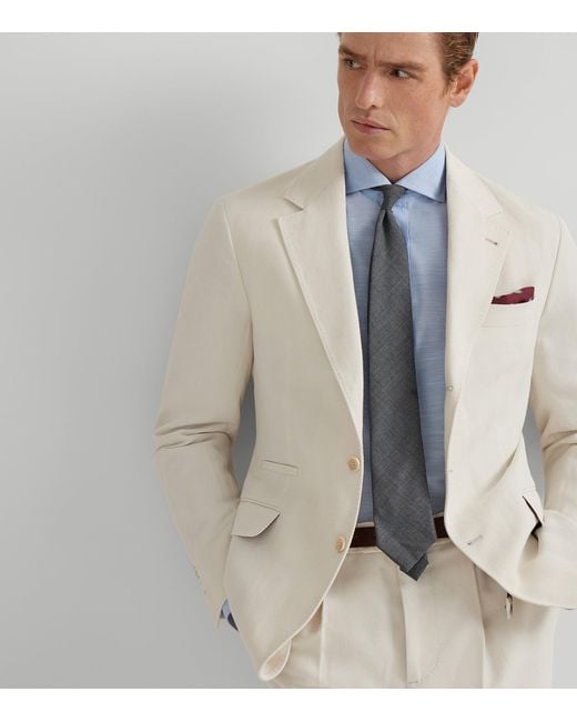 Brunello Cucinelli Blue Cotton Oxford Shirt for men