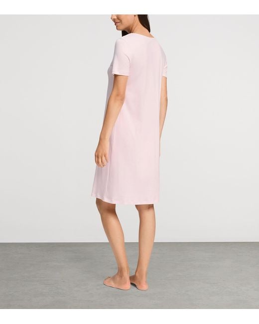 Hanro Pink Cotton Rosaria Short-Sleeve Dress
