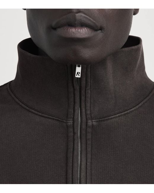 Represent Black Cotton Initial Quarter-Zip Sweatshirt for men