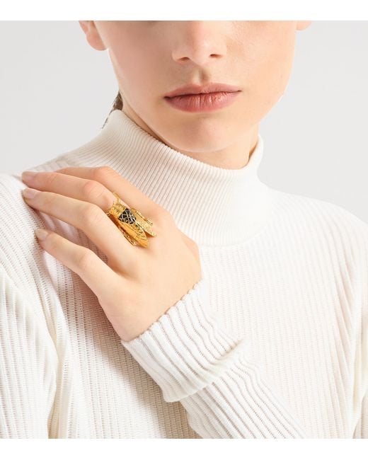 Balmain Metallic Tone Enamelled Insect Ring