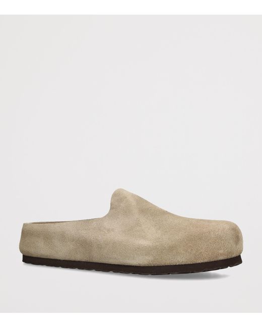 Birkenstock White Suede Amsterdam Wrapped Clogs for men