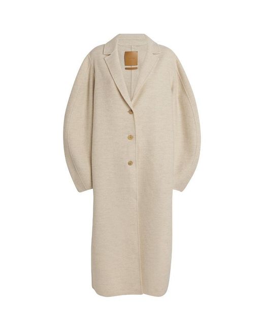 LE17SEPTEMBRE Wool-Blend Balloon Trench Coat in Natural | Lyst